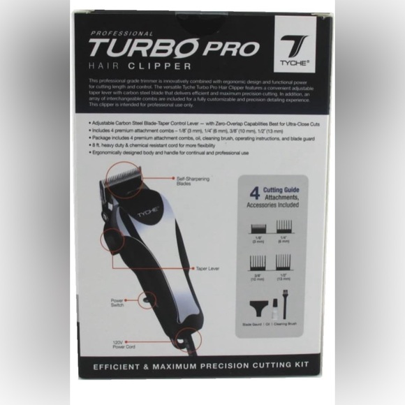 Tyche Turbo Pro Hair Clipper Kit 4 Attachments Included - Picture 2 of 2